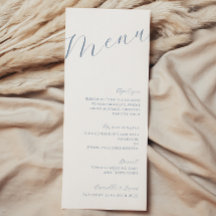 Dusty Blue Minimalist Modern Bröllop Menu