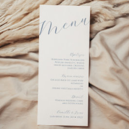Dusty Blue Minimalist Modern Bröllop Menu Meny