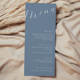 Dusty Blue Minimalist Modern Bröllop Menu Meny