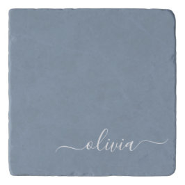 Dusty Blue Minimalist Modern Monogram-Elegant