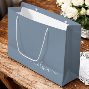 Dusty Blue Minimalist Modern Monogram-Elegant