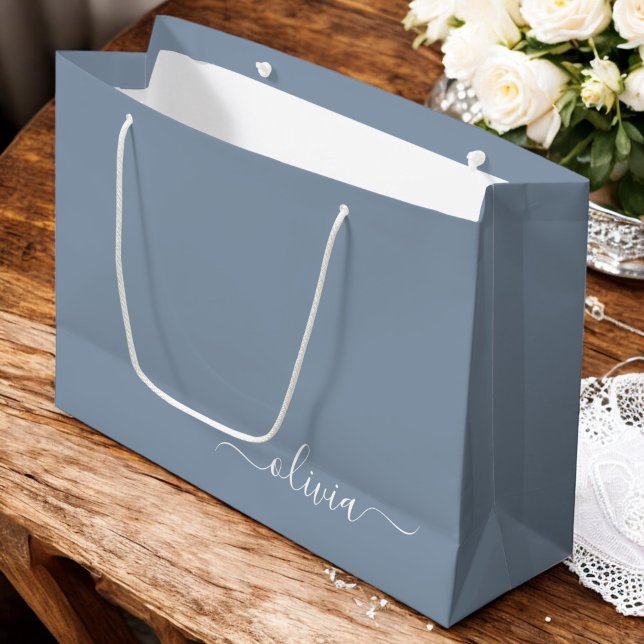 Dusty Blue Minimalist Modern Monogram-Elegant (Skapare uppladdad)