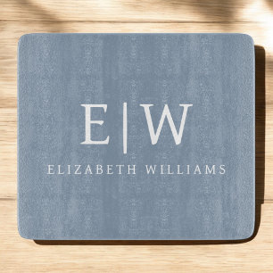 Dusty Blue Minimalist Modern Monogram-Elegant