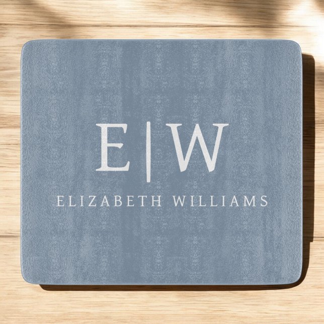 Dusty Blue Minimalist Modern Monogram-Elegant (Skapare uppladdad)