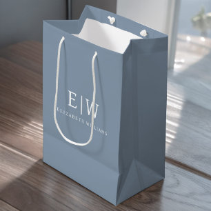 Dusty Blue Minimalist Modern Monogram-Elegant