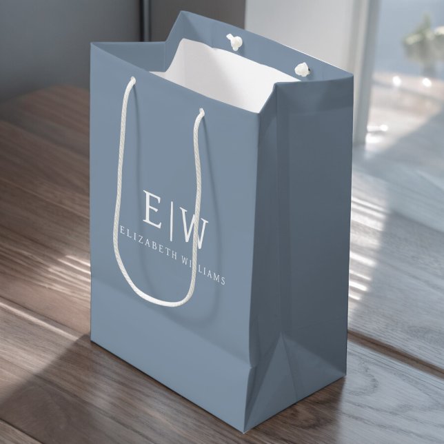 Dusty Blue Minimalist Modern Monogram-Elegant (Skapare uppladdad)