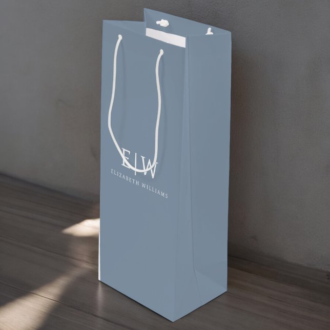 Dusty Blue Minimalist Modern Monogram-Elegant (Skapare uppladdad)