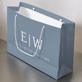 Dusty Blue Minimalist Modern Monogram-Elegant