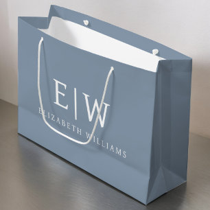Dusty Blue Minimalist Modern Monogram-Elegant