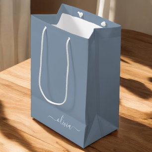 Dusty Blue Minimalist Modern Monogram-Elegant