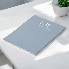 Dusty Blue Minimalist Modern Monogram-Elegant Anteckningsblock