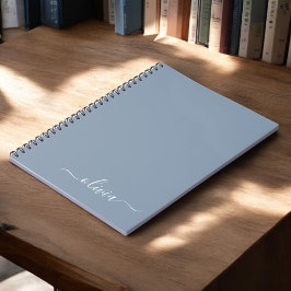 Dusty Blue Minimalist Modern Monogram-Elegant Anteckningsbok