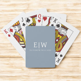 Dusty Blue Minimalist Modern Monogram-Elegant Casinokort