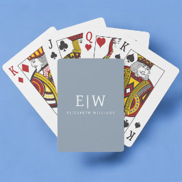Dusty Blue Minimalist Modern Monogram-Elegant Casinokort