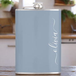 Dusty Blue Minimalist Modern Monogram-Elegant Fickplunta