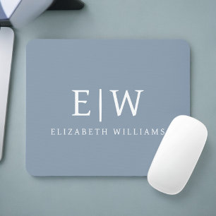 Dusty Blue Minimalist Modern Monogram-Elegant Musmatta