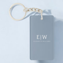Dusty Blue Minimalist Modern Monogram-Elegant