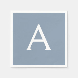Dusty Blue Minimalist Modern Monogram-Elegant Pappersservett