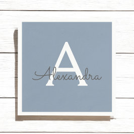 Dusty Blue Minimalist Modern Monogram-Elegant Pappersservett