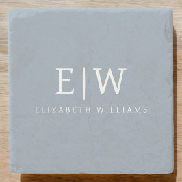 Dusty Blue Minimalist Modern Monogram-Elegant Stenunderlägg