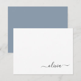 Dusty Blue Minimalist Modern Monogram-Elegant Tack Kort