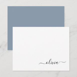 Dusty Blue Minimalist Modern Monogram-Elegant Tack Kort