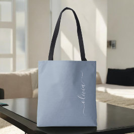 Dusty Blue Minimalist Modern Monogram-Elegant Tygkasse