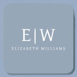 Dusty Blue Minimalist Modern Monogram-Elegant Underlägg Papper Kvadrat
