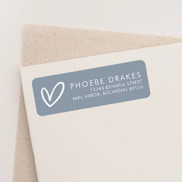 Dusty Blue Minimalist Möhippa Returadress Etikett
