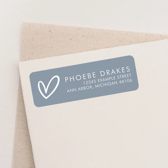 Dusty Blue Minimalist Möhippa Returadress Etikett (Skapare uppladdad)