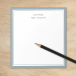 Dusty Blue Minimalist Monogram Teacher Gift Anteckningsblock<br><div class="desc">Modern, minimalistisk utformning av gräns i en rad olika trender i färg. Anpassa den med ditt namn som monogram eller annan anpassningsbar. Använda designen verktyg för att välja eget typsnitt och färg i bakgrunden. Lärare eller personliga kontorsartiklar som är lätta att få tag på för alla kärlek som vill vara...</div>