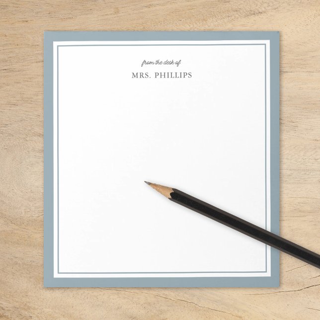 Dusty Blue Minimalist Monogram Teacher Gift Anteckningsblock (Skapare uppladdad)
