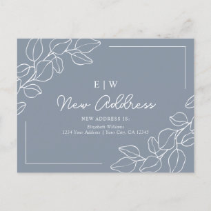 Dusty Blue Minimalist Ny adress Vykort