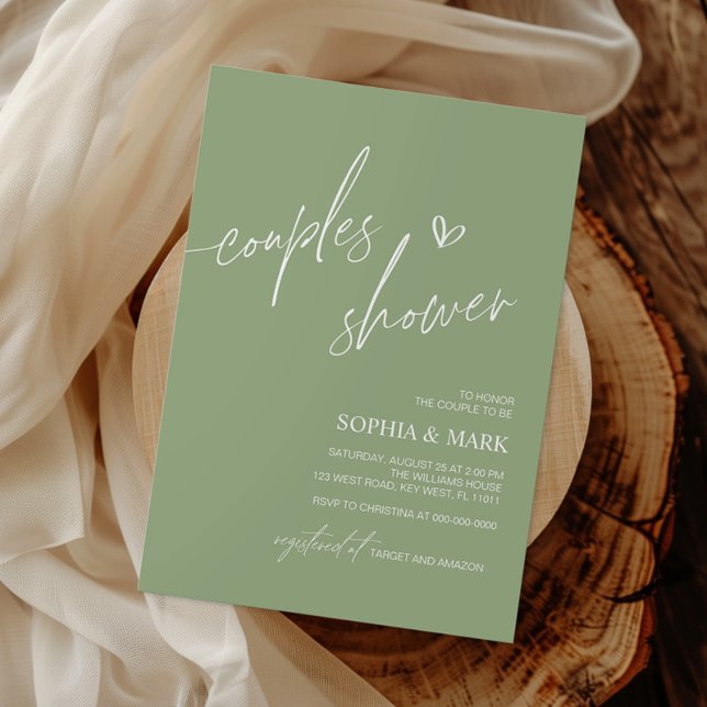 Dusty Blue - Minimalist Par Shower-inbjudan Inbjudningar (Skapare uppladdad)