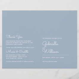 Dusty Blue Minimalist Script-Bröllopsprogram