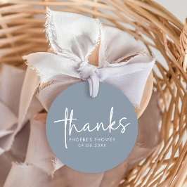 Dusty Blue Minimalist Script-Möhippa Gåvor Etiketter