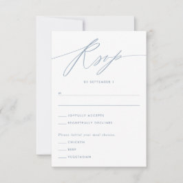 Dusty Blue Minimalist Script Responcard Card OSA Kort