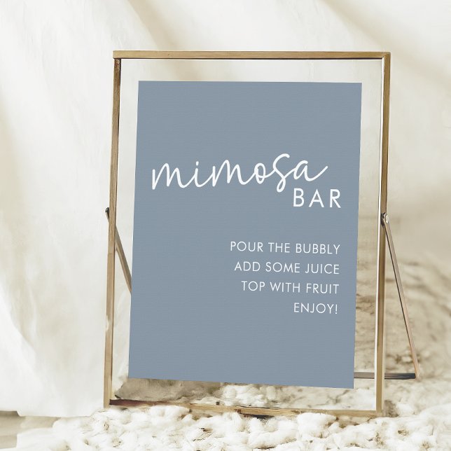 Dusty Blue Minimalist Script Shower Mimosa Pub Poster (Skapare uppladdad)