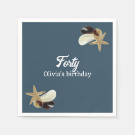 Dusty blue minimalist vid kusten, 40-årsdag pappersservett