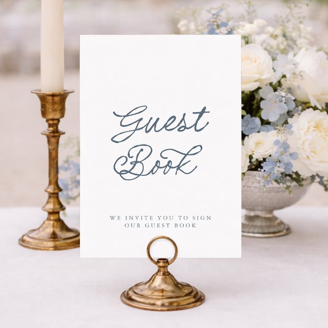 Dusty Blue Minimalist Wedding Guest Book Sign Inbjudningar (Skapare uppladdad)
