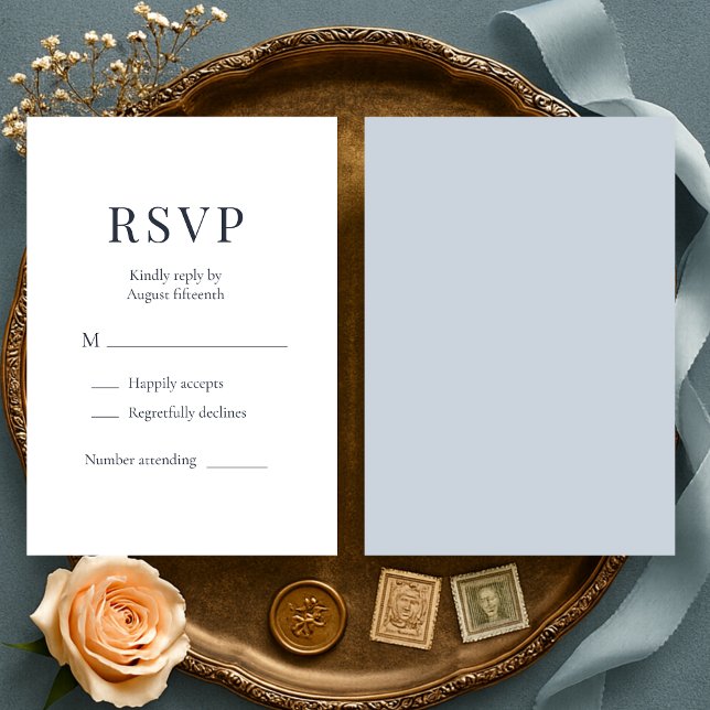Dusty Blue Minimalist Wedding RSVP  OSA Kort (Skapare uppladdad)
