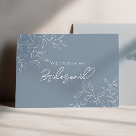 Dusty Blue Minimum Bröllop Bridesmaid Frieri Inbjudningar