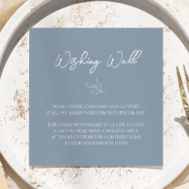 Dusty Blue Minimum Löv Bröllop Wishing well Tilläggskort