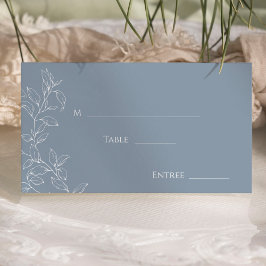 Dusty Blue Minimum Löv Flat Place Card Placeringskort