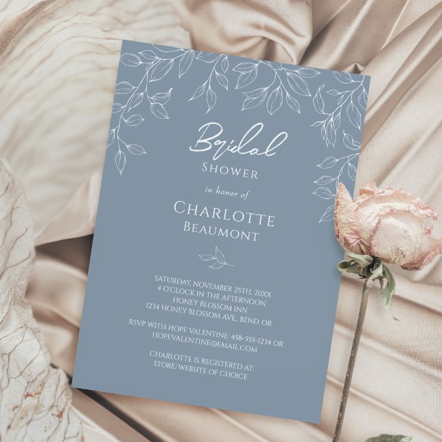 Dusty Blue Minimum Löv Möhippa Inbjudningar (Skapare uppladdad)