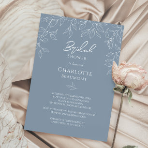 Dusty Blue Minimum Löv Möhippa Inbjudningar