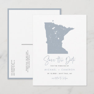 Dusty Blue Minnesota Karta QR-kod Spara datum Meddelande Vykort