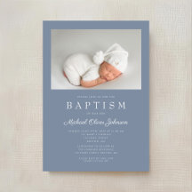 Dusty Blue Modern Boy Photo Baptism