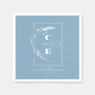 Dusty Blue Modern Bröllop Monogram Pappersservett