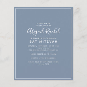 Dusty Blue Modern Budget - Bat mitzvah inbjudan